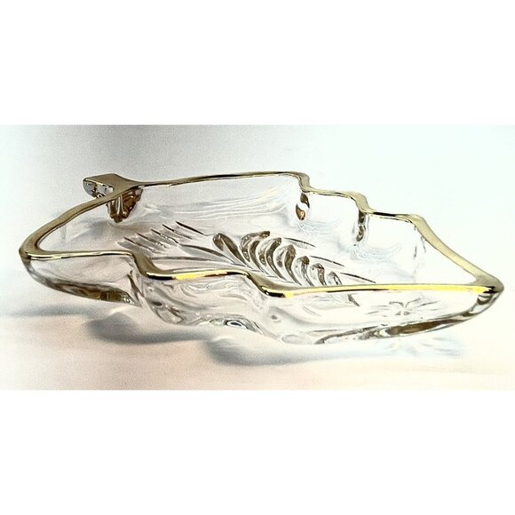 Vintage Mikasa Yuletide Crystal Dish Christmas Tree Shaped With Gold Trim Japan - Picture 7 of 8